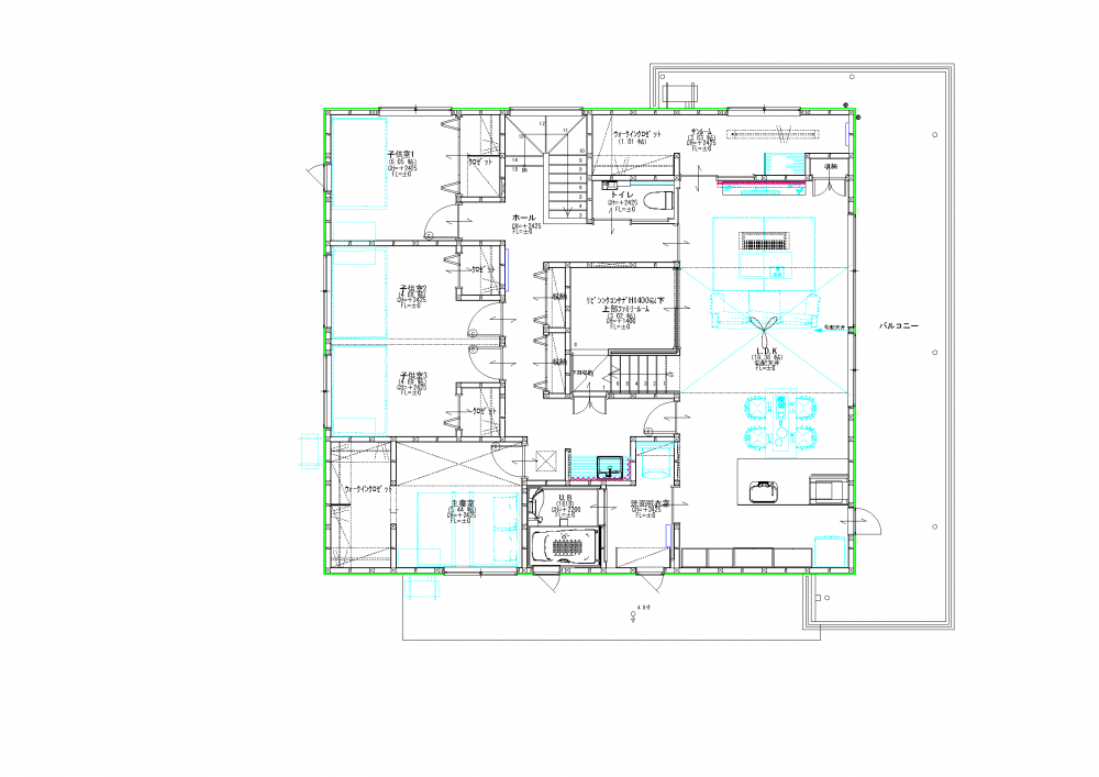 【山形県山形市】新築実例一戸建て写真住み分けて交わる2世帯住宅平面図